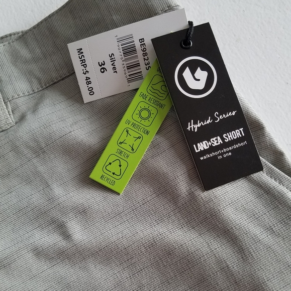 NWT Burnside Shorts Hybrid walk short board short Silver Size 36 - Picture 9 of 12